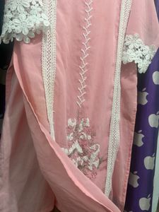 Elegant Pink Kurta set with Lace