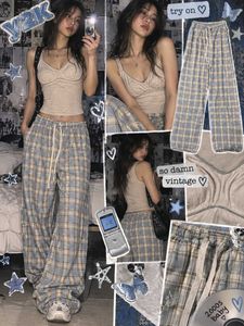 Y2K Plaid Wide Leg Pants