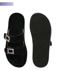 Black Platform Sandals with Embellishments