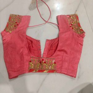 Elegant Pink Saree with Gold Border
