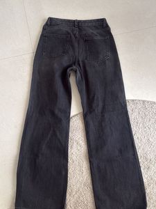 Black Distressed Wide-Leg Jeans