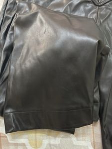 new me lace-Up Flare Faux Leather Pants