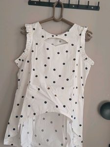 Polka Dot High-Low Sleeveless Top