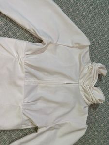 White Ruched Long Sleeve Top