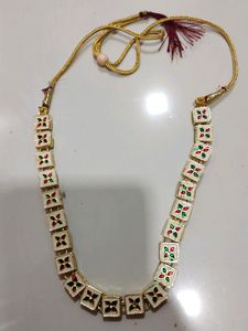 kundan single line necklace set