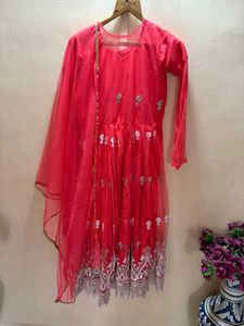 Coral Embroidered anarkali Set