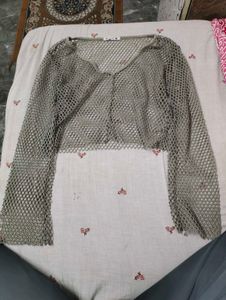 Sheer Mesh Long Sleeve Crop Top