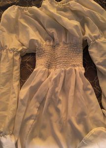 off-shoulder white sundress ⊹ ࣪ ˖