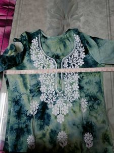 tie n dye chikankari Kurta with bottom