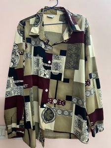 Y2K baroque print button shirt