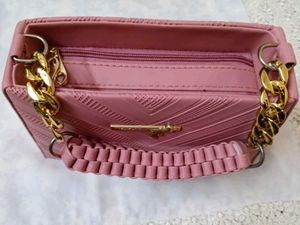 Pink Crossbody Bag with Gold Chain
