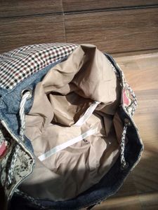 Denim &amp; Print Backpack