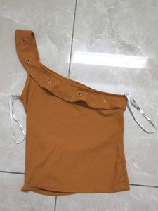 One Shoulder Ribbed Top