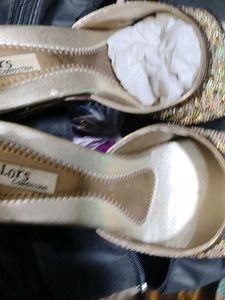 Embellished Golden Wedge Heels