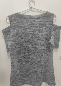 Grey Cold Shoulder Top