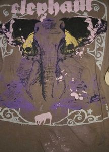 Y2K Brown Elephant Graphic T-Shirt