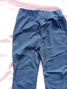 Blue Flared Pants with Gold Detail