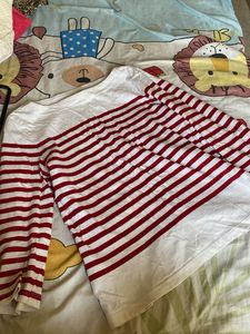 Red &amp; White Striped Long Sleeve Top