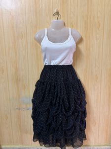 Y2K  Polka Dot Ruffle Designer  Skirt