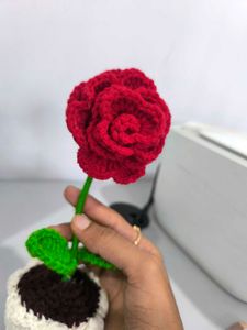 Crochet Rose Plant Decor