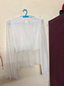 White Ruffled Tie-Front Blouse