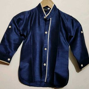 Navy Blue Kurta Waistcoat Set For 3- 4 Year Boy