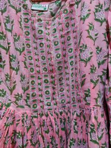 Pink Floral Print sharara Kurtaset