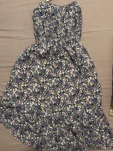 Strapless Floral Midi Dress