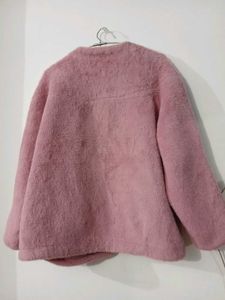Pink Fuzzy Cropped Jacket