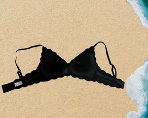 Black Scalloped Bikini Top