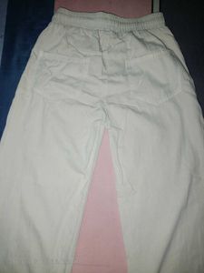 White Casual Drawstring Pants