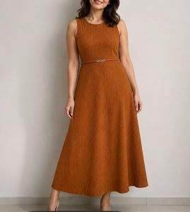 Elegant Brown Sleeveless Maxi Dress