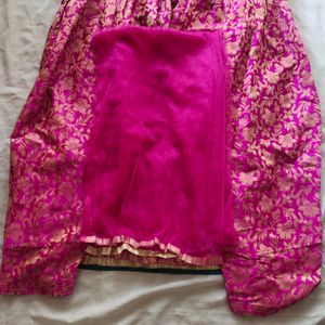 Silk Patiala Suit With Neck Embellished And Net Du