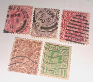 100 year old british queen king head stamps