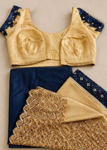 Elegant Navy Blue Saree with Embellished Blouse