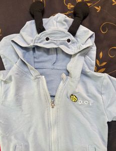 Cute Baby Blue Hoodie with Antennas