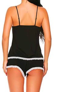 Black Lace Pajama Sexy Shorts Set