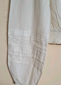 White Sheer Puff Sleeve Blouse