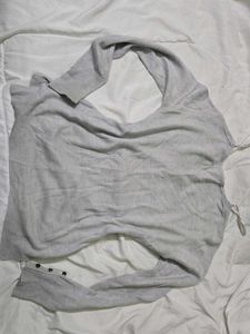 Light Grey Button Detail Sweater