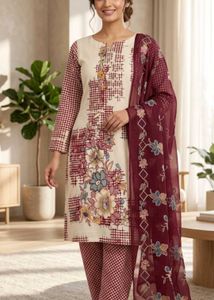Daily wear cotton printed 3 pc suit