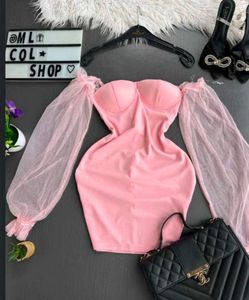 Elegant Pink Off-Shoulder Dress