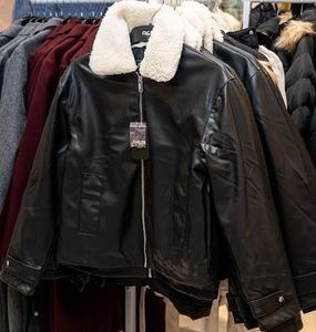 Faux Leather Jacket with Sherpa Collar