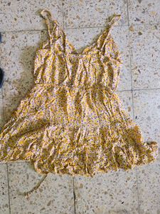 Yellow Floral Ruffle Dress