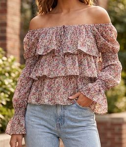 Floral Ruffle Bardot Top