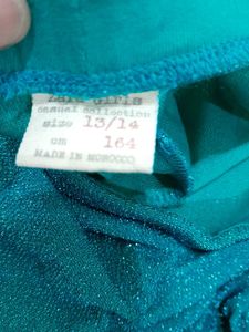 Sea Green Shimmer Capri Jegging For Girl's