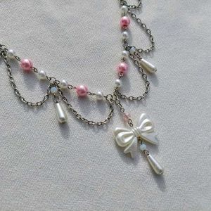 Cute Pearl &amp; Bow Necklace