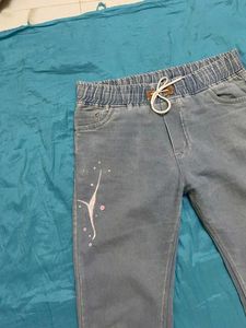 Y2k Light Wash Designed Denim Jeans