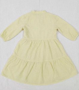 Light Yellow Gingham Tiered Dress