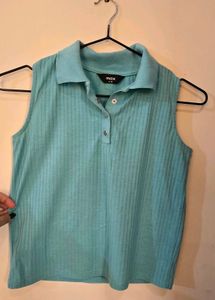 Sleeveless Teal Polo Top