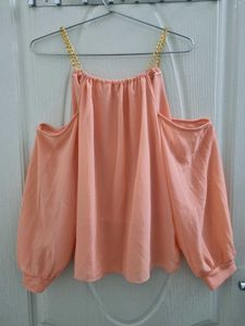 Peach Cold Shoulder Top